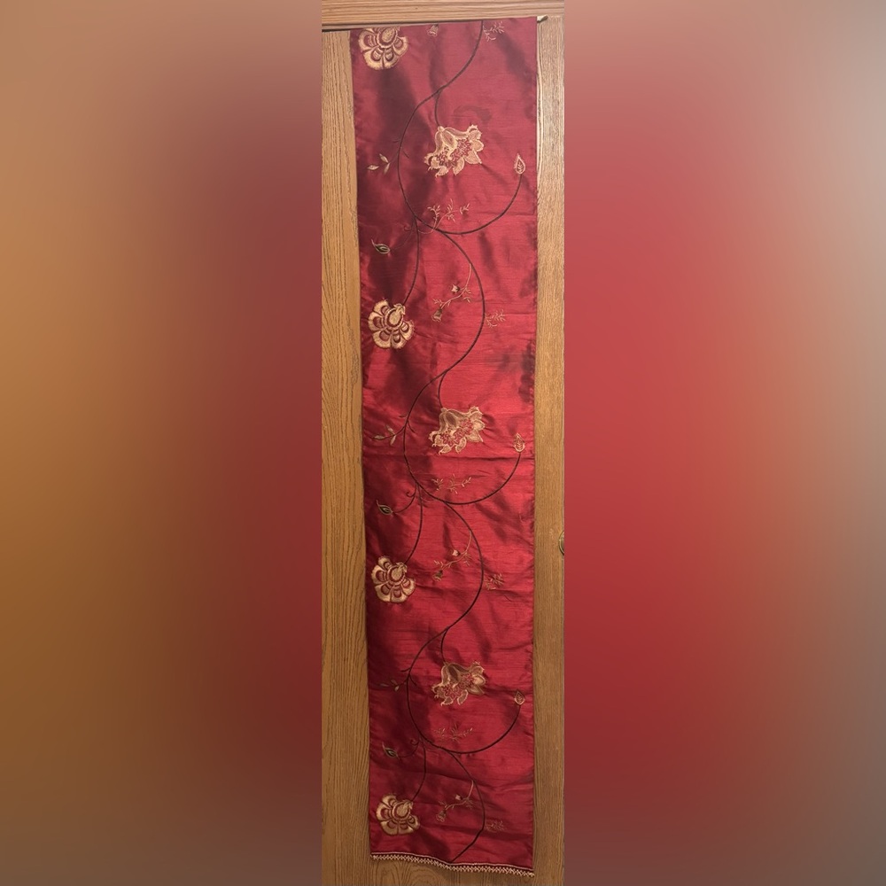 Red Floral Embroidered Table Runner from Rodeo Home - Picture 2 of 9